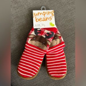 JUMPING BEANS Baby Slipper socks reindeer sz 6-12mo